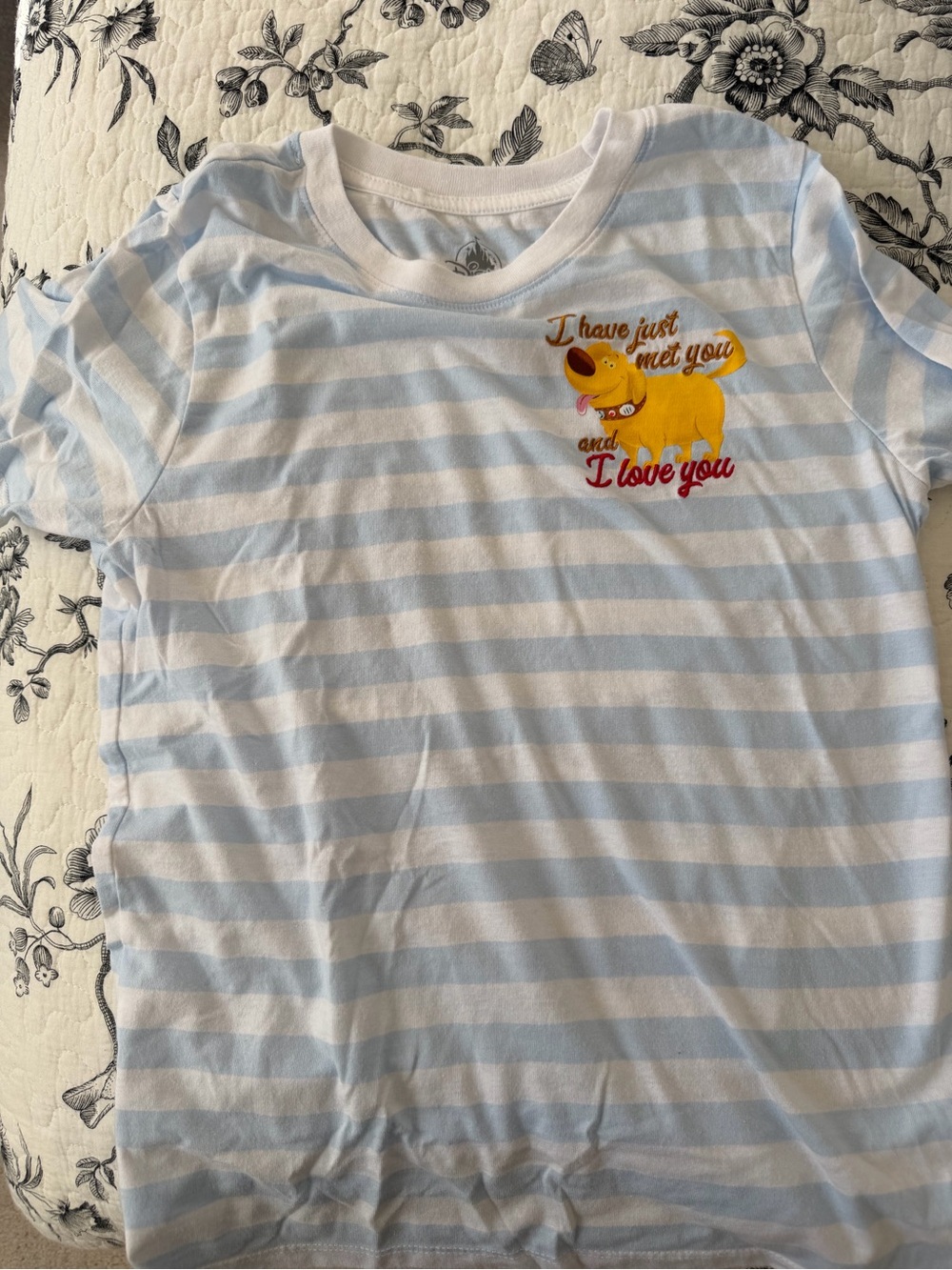 Disney Up! Dug Disneyland Blue & White Striped Tee